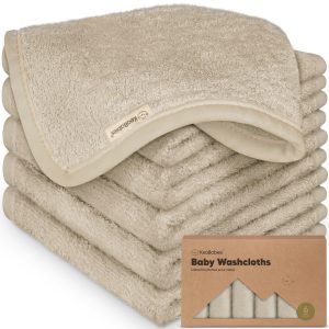 KeaBabies Earth Brown Bamboo Viscose Baby Wash Cloths 6-Pack