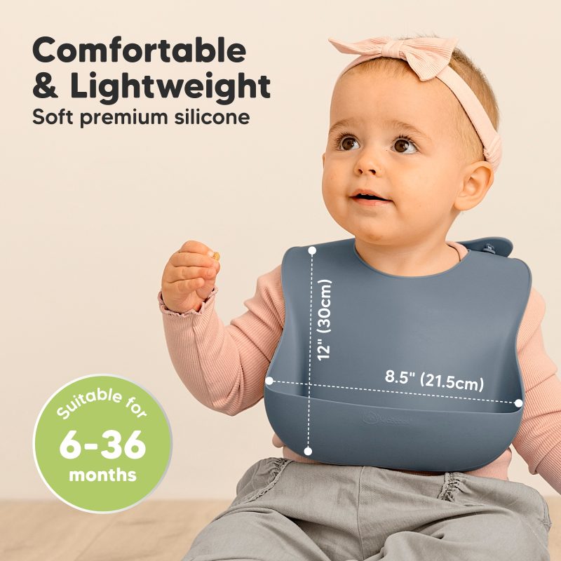 KeaBabies Slate Silicone Bibs 2-Pack
