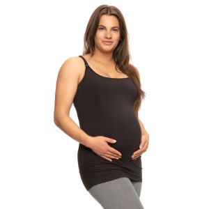 Felina Cotton Modal Maternity Cami with Nursing Clips in Black