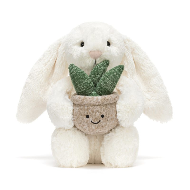 Jellycat Cream Bunny with Plant part of our Bunnies collection