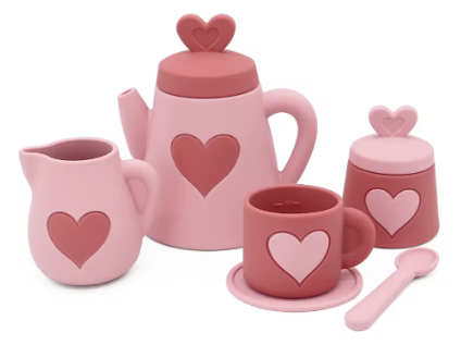 sugar + maple Pink Hearts Silicone Tea Set