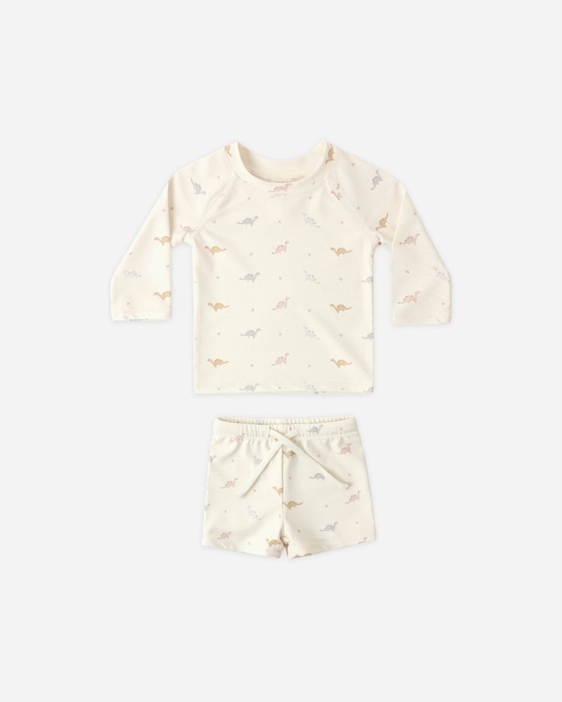 Quincy Mae Finn Rashguard + Short Set in Dino
