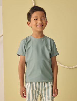 Rylee + Cru Short Sleeve Rashguard In Sea Green