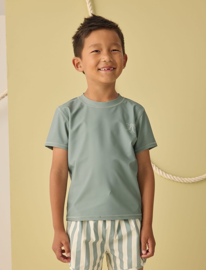 Rylee + Cru Short Sleeve Rashguard In Sea Green