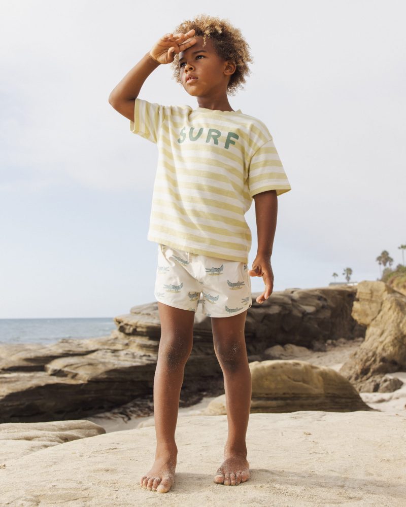 Rylee + Cru Swim Trunk In Alligators