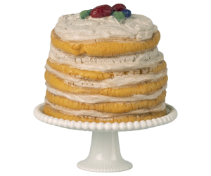 Maileg Party Cake and Cake Stand for Mouse in Off White
