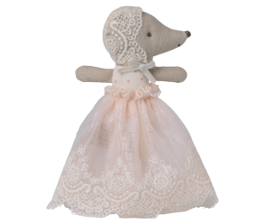 Maileg Baby Mouse in Gown Powder