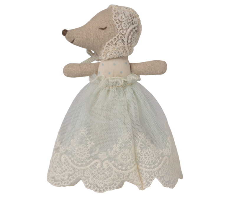 Baby Mouse in Gown Mint made by Maileg