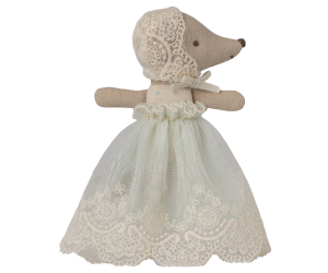 Maileg Baby Mouse in Gown Mint