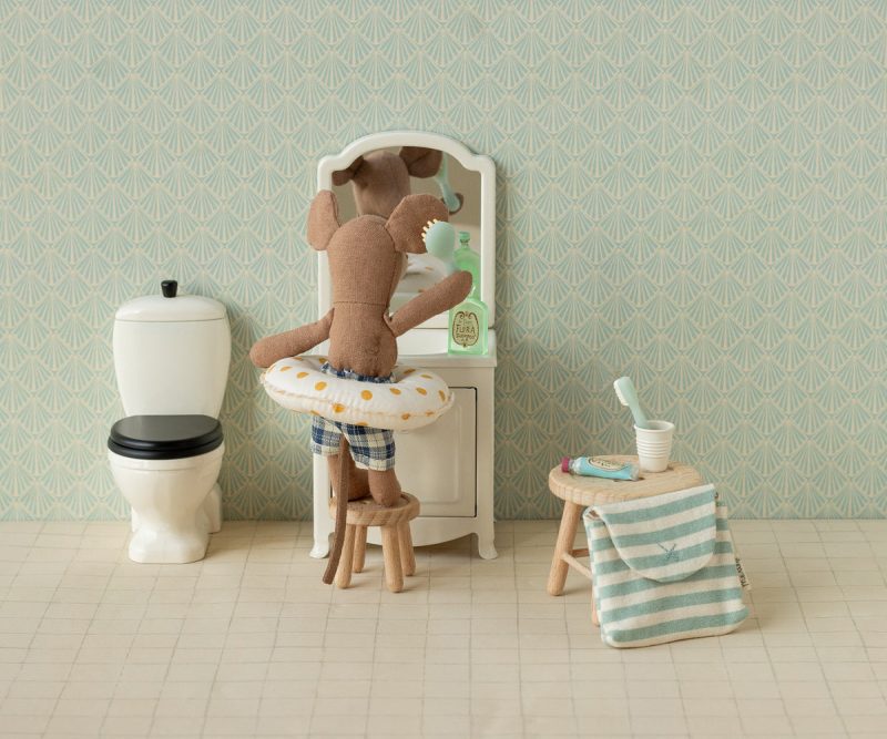 Toothbrush Set in Bag for Mouse - Blue stripe made by Maileg