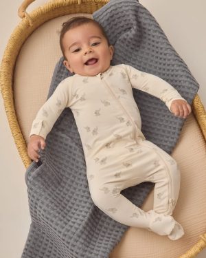 Quincy Mae Bamboo Zip Footie in Elephants