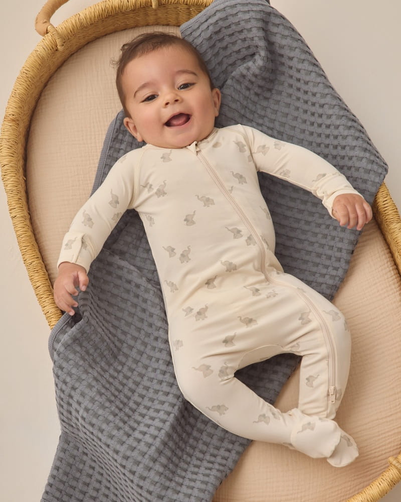 Quincy Mae Bamboo Zip Footie in Elephants Quincy Mae Bamboo Zip Footie in Elephants