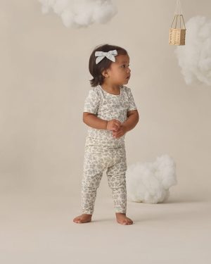 Quincy Mae Bamboo Short Sleeve Pajama Set in Blue Floral