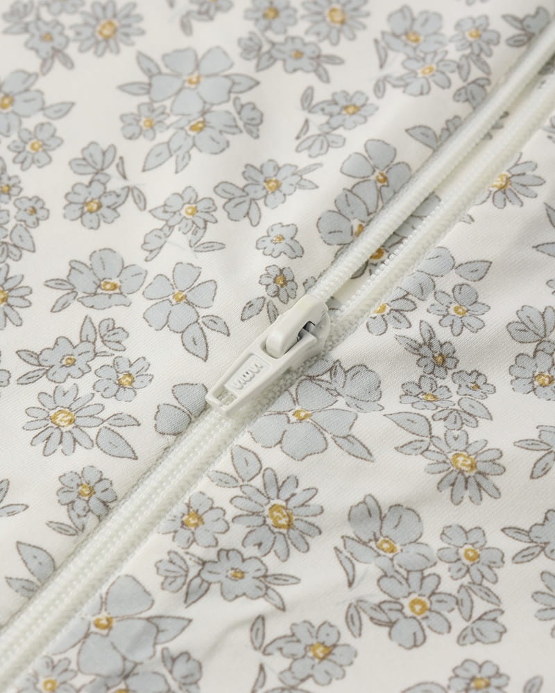 Bamboo Zip Footie in Blue Floral from Quincy Mae Bamboo Zip Footie in Blue Floral from Quincy Mae