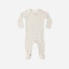 Quincy Mae Bamboo Zip Footie in Oat Gingham