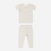 Bamboo Short Sleeve Pajama Set in Oat Gingham from Quincy Mae