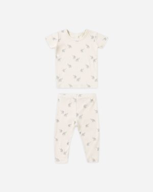 Quincy Mae Bamboo Short Sleeve Pajama Set in Elephants