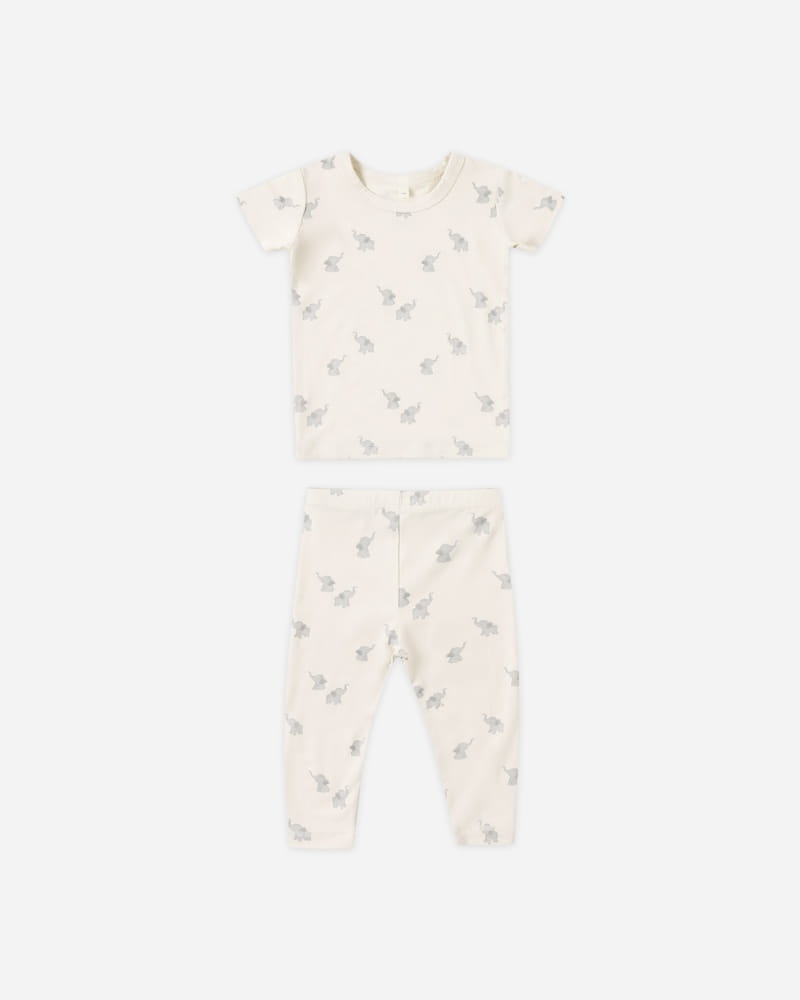 Quincy Mae Bamboo Short Sleeve Pajama Set in Elephants