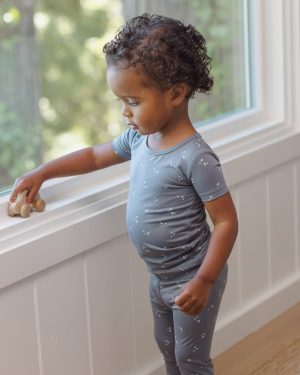 Quincy Mae Bamboo Short Sleeve Pajama Set in Starlight