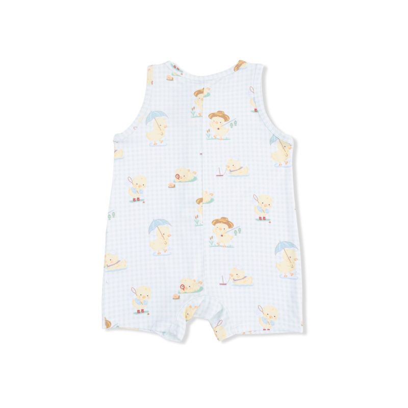 Vintage Spring Ducklings Green Sleeveless Shortie Romper from Angel Dear