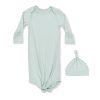 Angel Dear Solid Cameo Green Knotted Gown and Hat Angel Dear Solid Cameo Green Knotted Gown and Hat