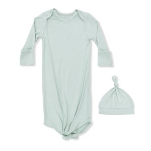 Angel Dear Solid Cameo Green Knotted Gown and Hat Angel Dear Solid Cameo Green Knotted Gown and Hat