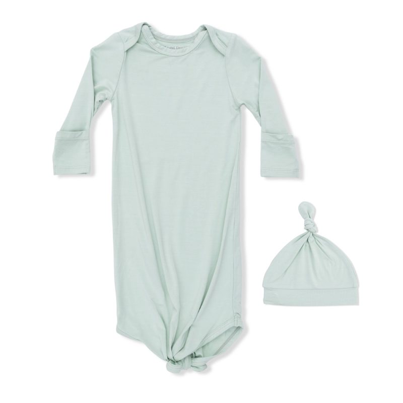 Angel Dear Solid Cameo Green Knotted Gown and Hat Angel Dear Solid Cameo Green Knotted Gown and Hat