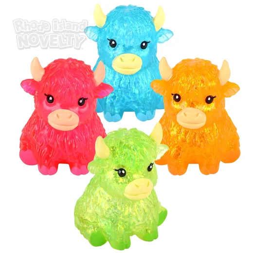 Squeezy Sugar Gltiter Highland Cow 3 Inch made by Toy Network