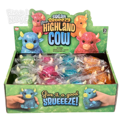 Toy Network Squeezy Sugar Gltiter Highland Cow 3 Inch Toys