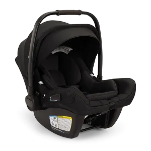 Nuna Pipa Aire RX Infant Car Seat in Caviar Black with Chocolate Brown Accents
