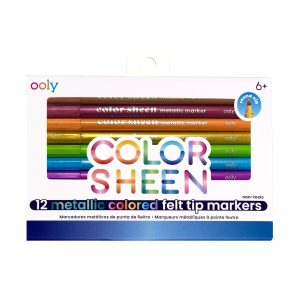 OOLY Color Sheen: Metallic Colored Felt Tip Markers (Set of 12)