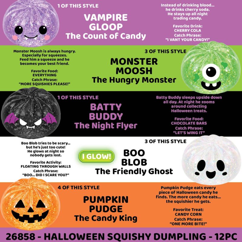 Novely Brands Fun Doh Halloween Dumplings Squishy Assorted Toys Novely Brands Fun Doh Halloween Dumplings Squishy Assorted Toys