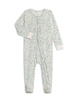 Colored Organics Neve Ruffle Zipper Footed Romper Merion Floral Laguna + Shell Colored Organics Neve Ruffle Zipper Footed Romper Merion Floral Laguna + Shell