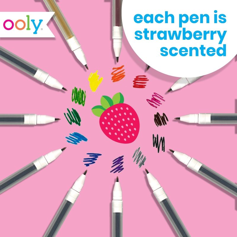 Very Berry Strawberry Scented Gel Pens Set of 12 made by OOLY Very Berry Strawberry Scented Gel Pens Set of 12 made by OOLY