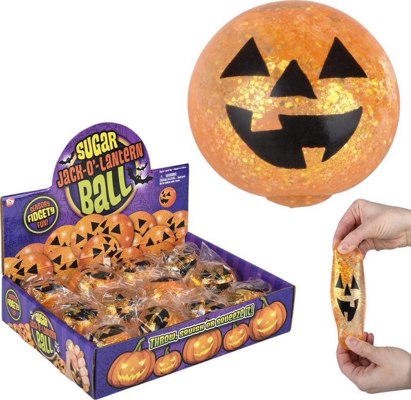 Toy Network Sugar Jack O' Lantern Ball 2.4 Inch