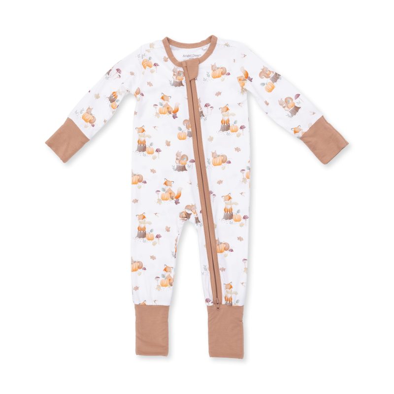 Angel Dear Woodland Animals with Pumpkins Bamboo Convertible Romper Angel Dear Woodland Animals with Pumpkins Bamboo Convertible Romper