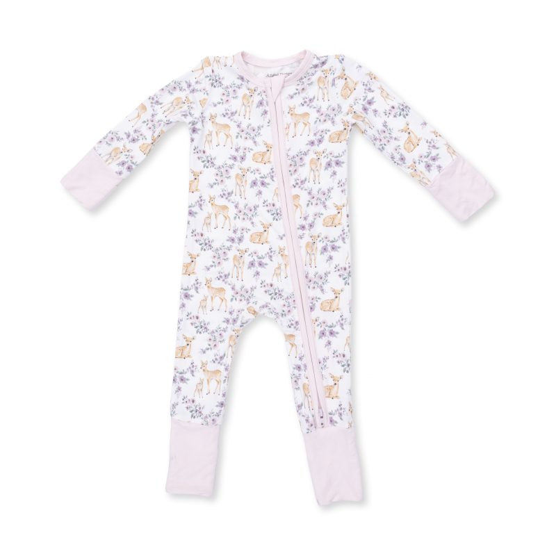 Angel Dear Floral Deer Bamboo Convertible Romper Angel Dear Floral Deer Bamboo Convertible Romper