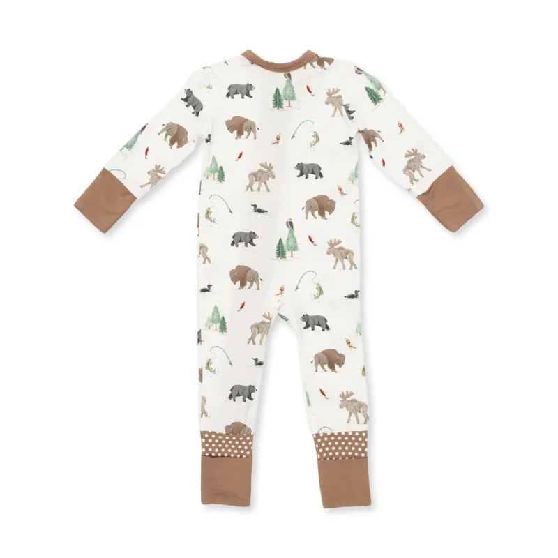 126-F26-NWA_02 Angel Dear Northern Woodland Animals Bamboo Convertible Romper