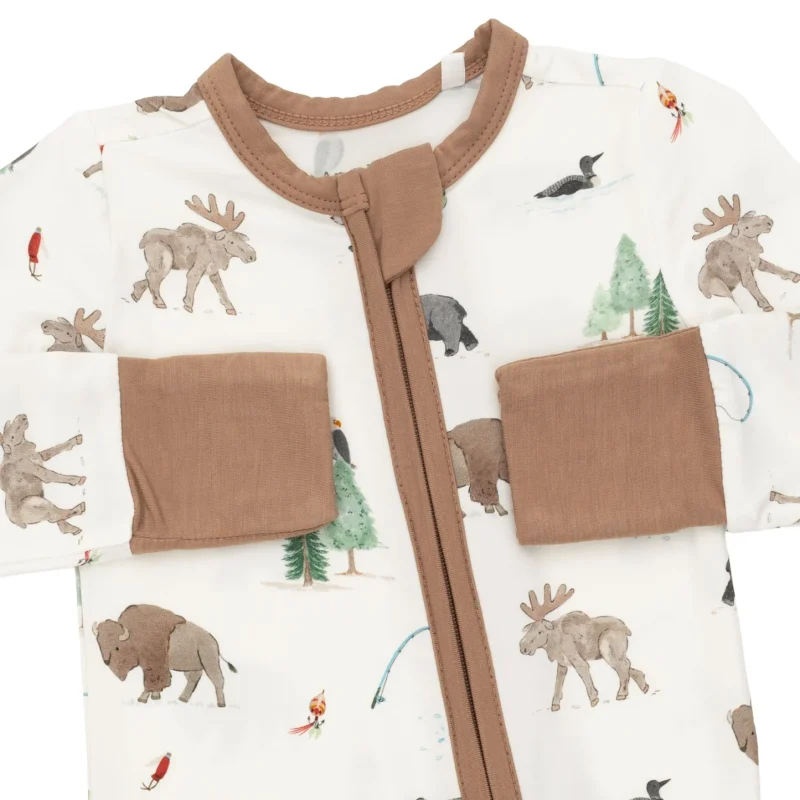 126-F26-NWA_03 Angel Dear Northern Woodland Animals Bamboo Convertible Romper