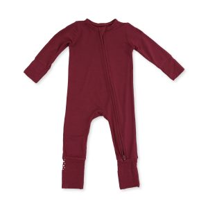 Angel Dear Solid Oxblood Red Bamboo Convertible Romper Angel Dear Solid Oxblood Red Bamboo Convertible Romper