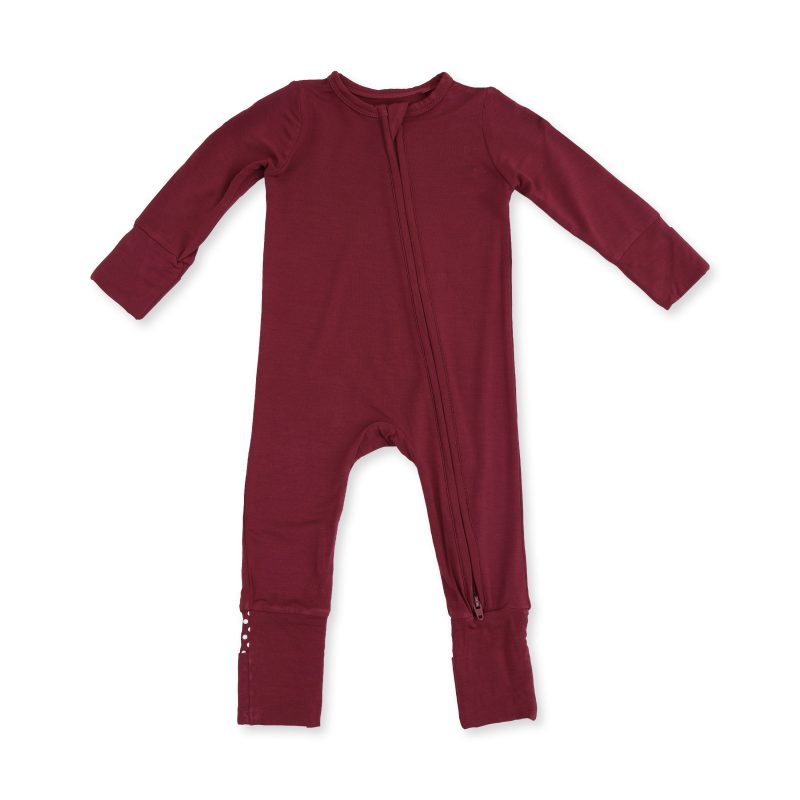 Angel Dear Solid Oxblood Red Bamboo Convertible Romper Angel Dear Solid Oxblood Red Bamboo Convertible Romper