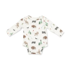Angel Dear Northern Woodland Animals Bamboo Long Sleeve Bodysuit