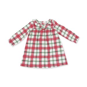 Angel Dear Holiday Plaid Flannel Long Sleeve Gown with Ruffle Collar Angel Dear Holiday Plaid Flannel Long Sleeve Gown with Ruffle Collar