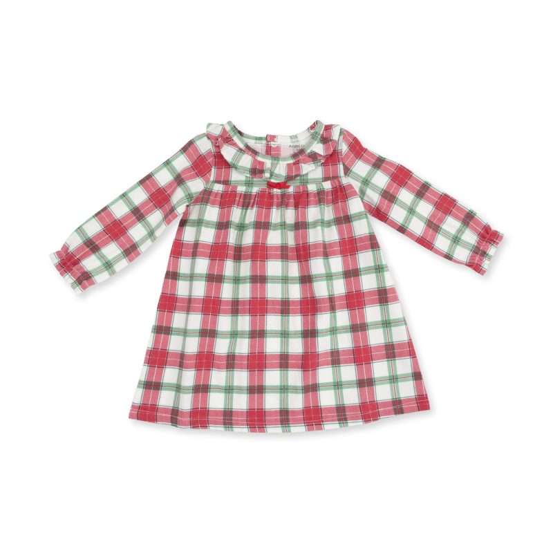 Angel Dear Holiday Plaid Flannel Long Sleeve Gown with Ruffle Collar Angel Dear Holiday Plaid Flannel Long Sleeve Gown with Ruffle Collar
