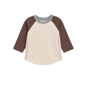 Colored Organics Louie Baseball Tee in Ivory/Chestnut Colored Organics Louie Baseball Tee in Ivory/Chestnut