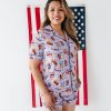 Kiki + Lulu Happy 250th America! Womens Bamboo Short Lounge Set