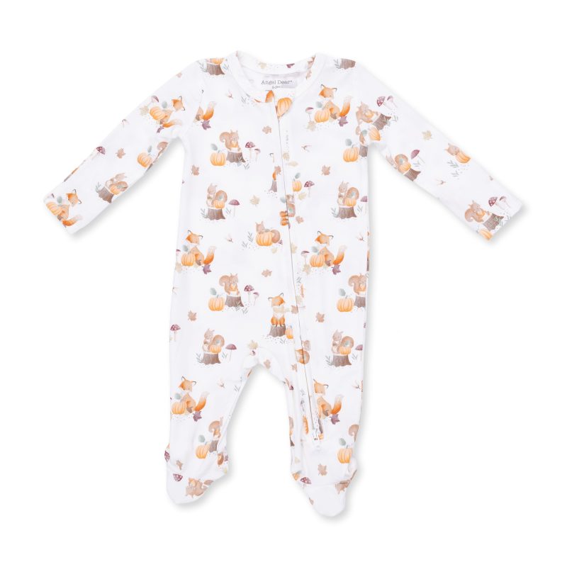 Angel Dear Woodland Animals with Pumpkins Bamboo Zipper Footie