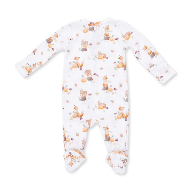 Woodland Animals with Pumpkins Bamboo Zipper Footie from Angel Dear