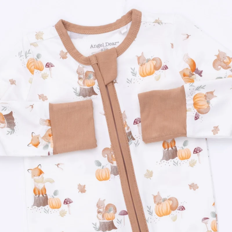 Angel Dear Woodland Animals with Pumpkins Bamboo Convertible Romper