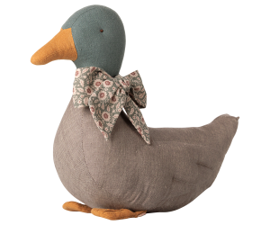 Maileg Duck with Bow in Grey